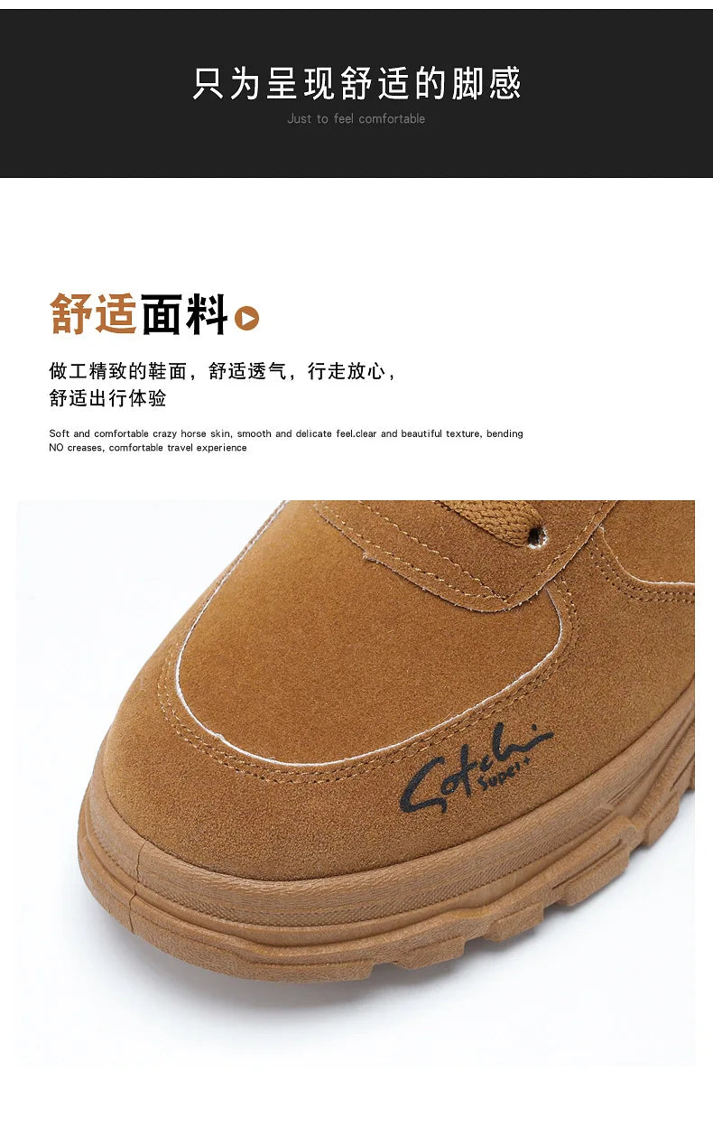 Men Boots 2026 New Versatile in Summer Round Toe High Top Leather Boots Man Sports Boots Men's Shoes