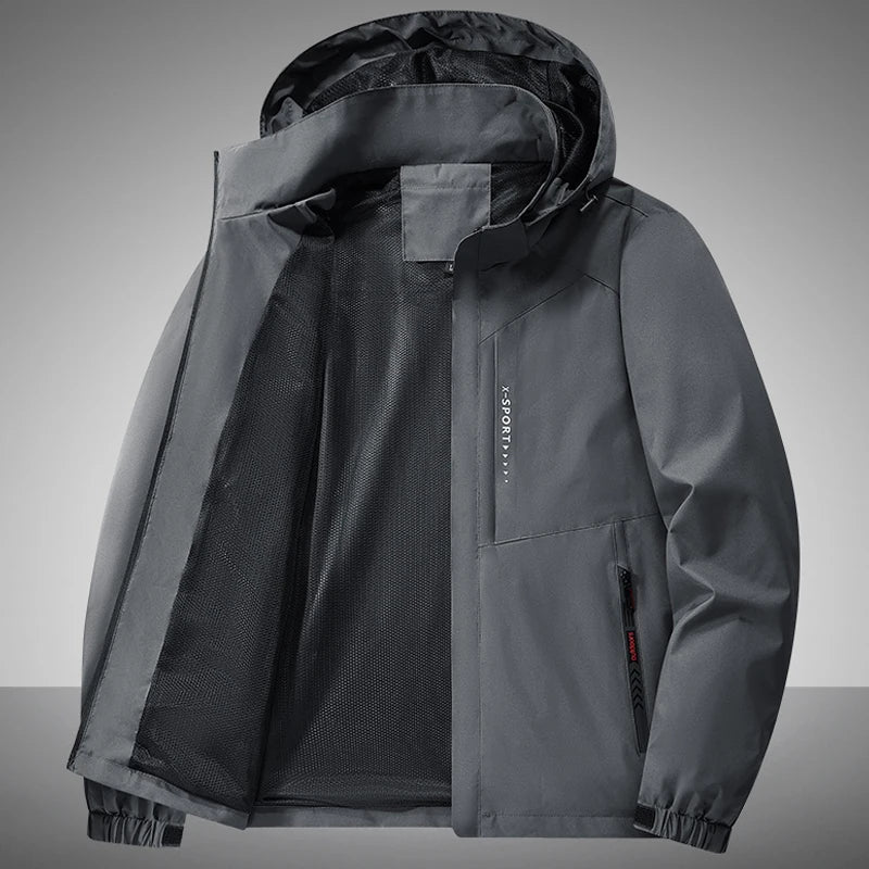 Jacket Mens Spring Autumn New Men Jacket Printing Hooded Jackets Casual Coat Men's Business Coats Size M-7XL 8XL Hat Detachable