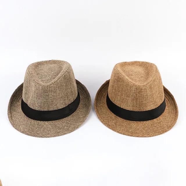 Men's Handsome Cowboy Hats Formal Hat Jazz Cotton Linen Pure Hat Imitation Linen Sun Visor Hat Fashion Accessories