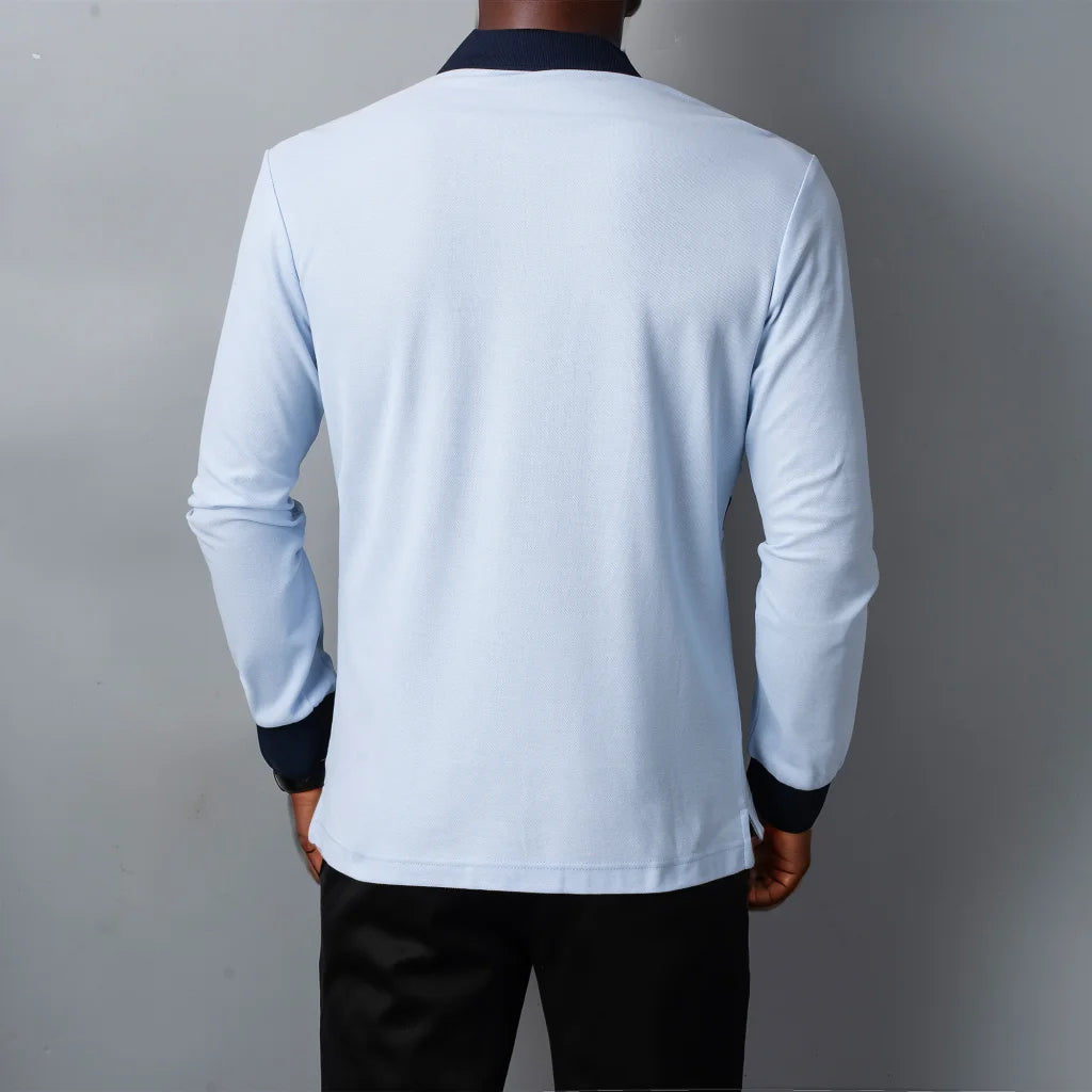 New Men's Long Polo Shirts 100% Cotton Full-Sleeved Collar Tee Shirt Dream Embroidery Casual Sports Tshirt US Size XS-7XL