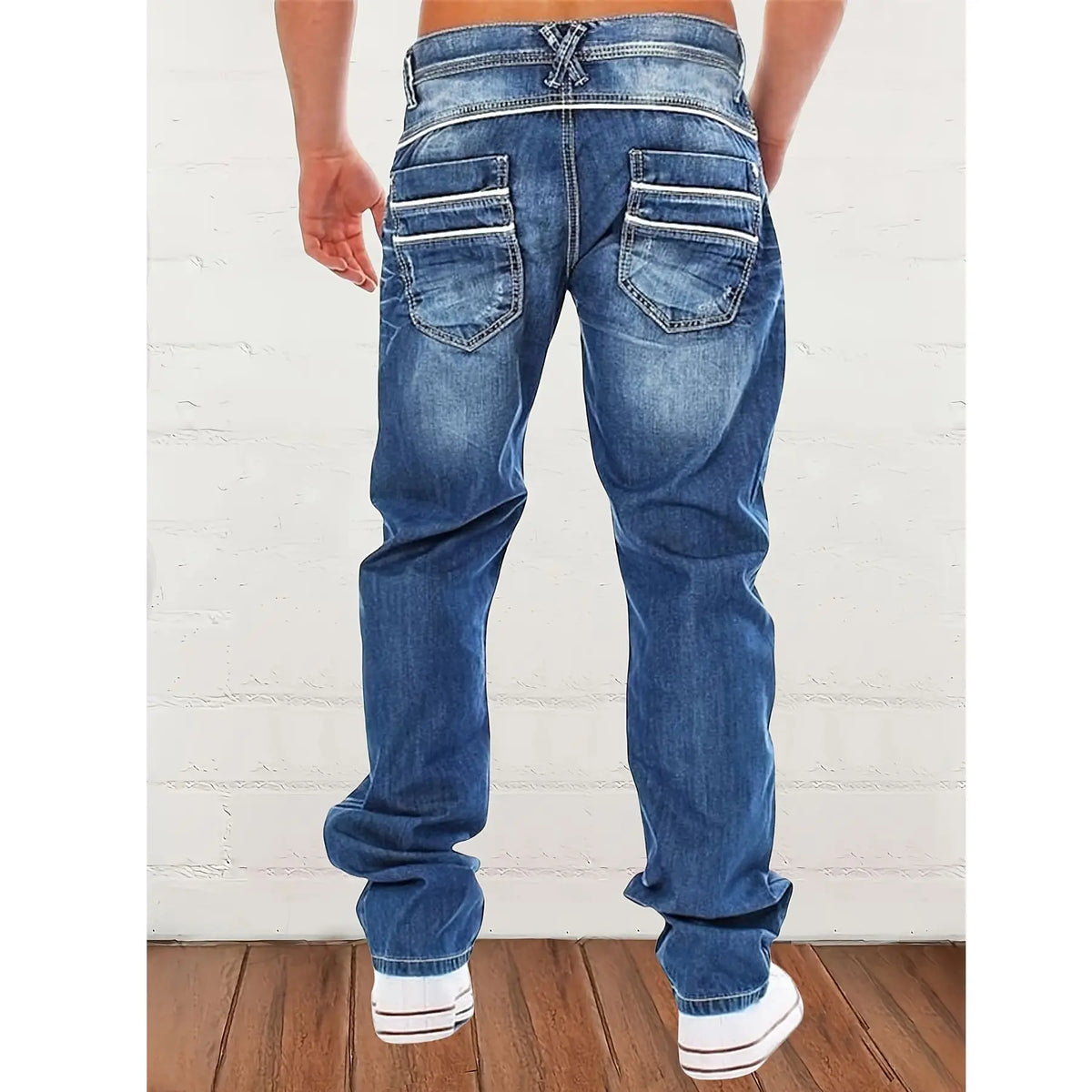 New Men's Retro Loose Casual Straight Leg Jeans Comfortable Classic Fit Men's Denim Pants