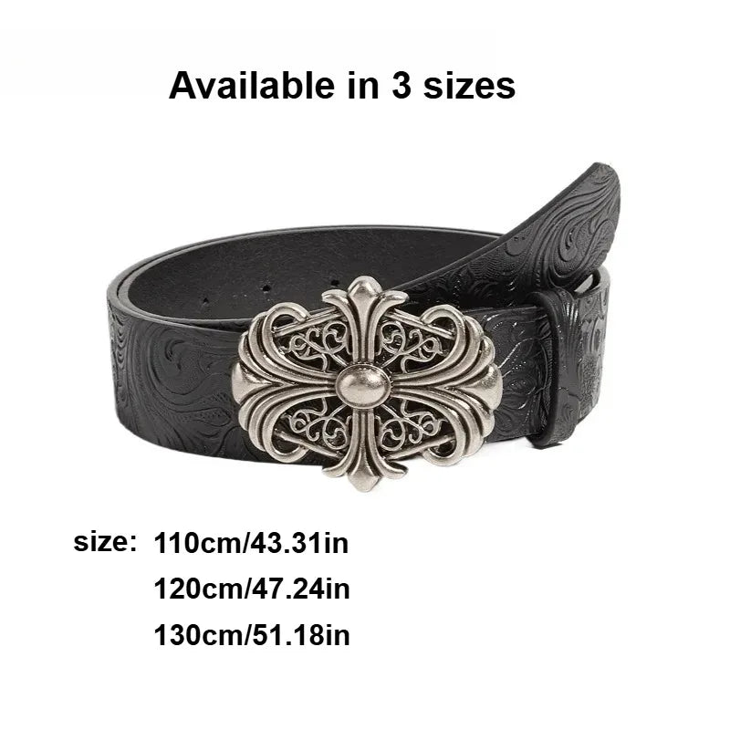 Stylish Minimalist Artistic and Vintage-Style Belt - Fashionable Versatile Embossed Western-Style Belt for Men and Women