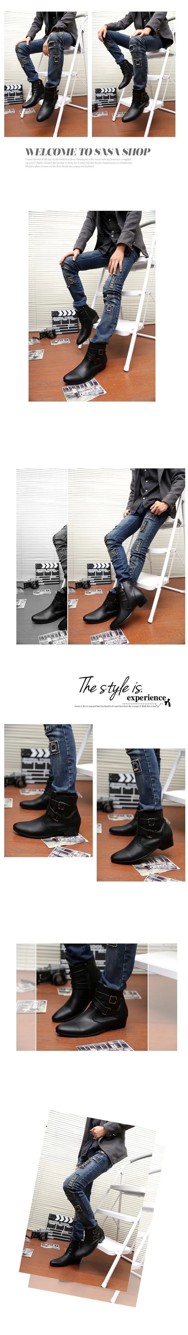Men's Leather Boots Fashion Designer Pointed Toe Chelsea Boots Business Casual Boots for Men Motorcycle Ankle Boot Botas Hombre