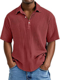 Polo Shirt Men 2025 Casual Button Short-Sleeved Summer Solid Color Casual Versatile Shirt Europe Men's Clothing