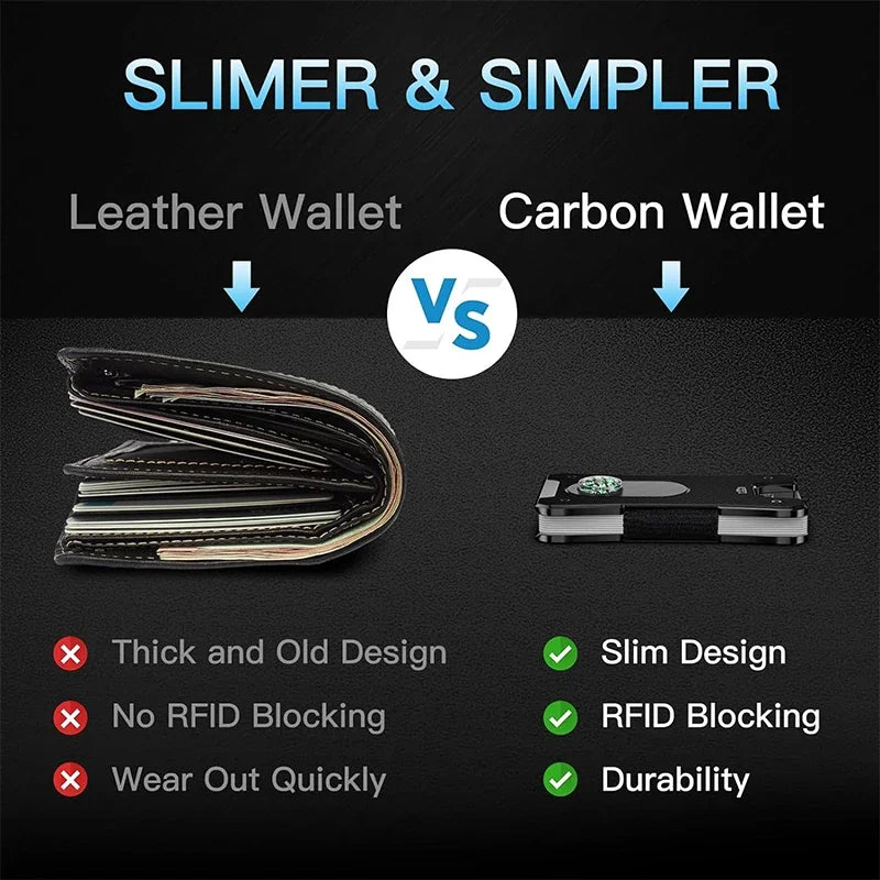 Metal Wallet for Men, Ergonomics Design Money Clip Wallet with Compass, Minimalist Slim Wallet with RFID Blocking