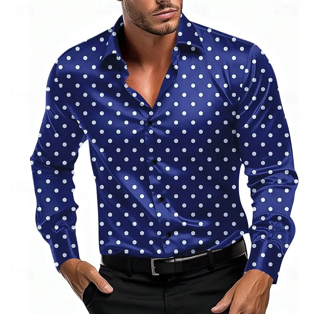 2026 Men's Geometric Round Dots Shirt  Long Sleeve Fashion Casual Vacation Dailywear Summer Spring  3D Print Button Up Shirts