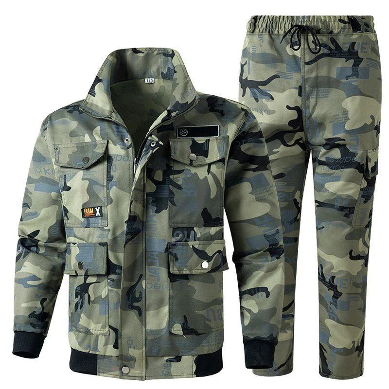 New Spring And Autumn Camouflage Suit Men's Labor Protection Clothing Welding Outdoor Travel Wear-resistant Work Clothes