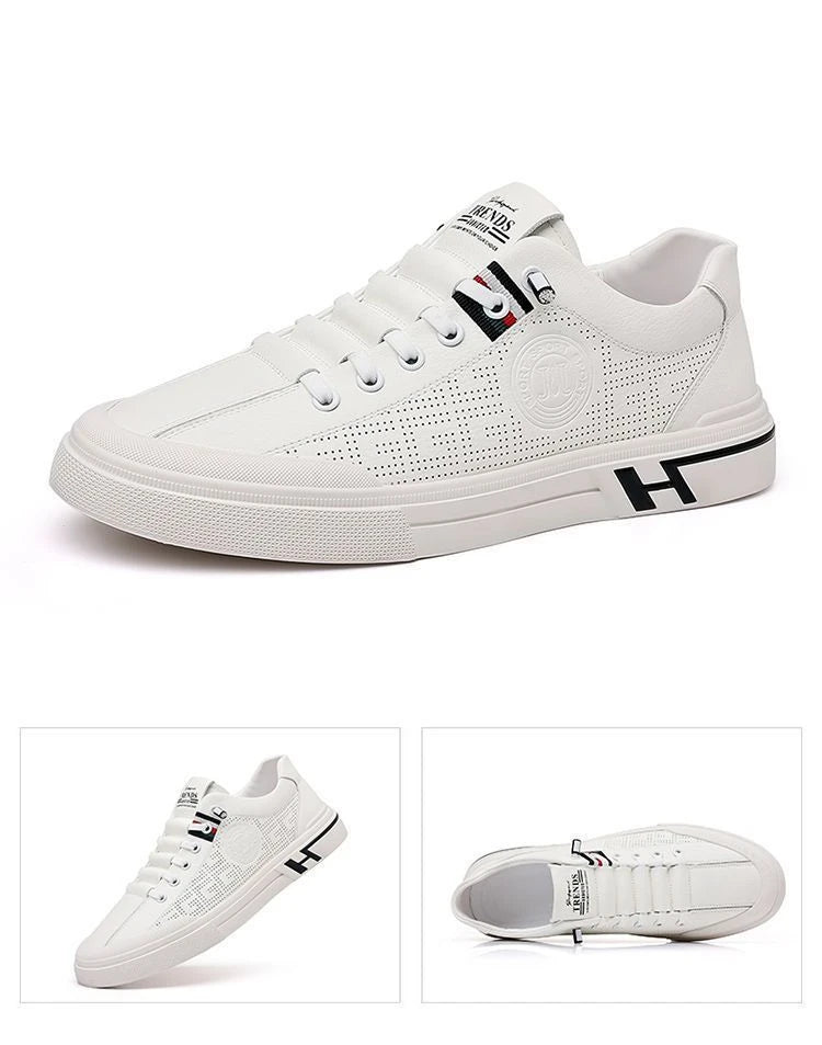 Designer Male Sneakers Trend Sports Shoes for Men White Moccasins Breathable Slip on Men Flats Casual Leather Vulcanized Shoes
