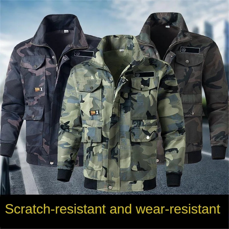 New Spring And Autumn Camouflage Suit Men's Labor Protection Clothing Welding Outdoor Travel Wear-resistant Work Clothes