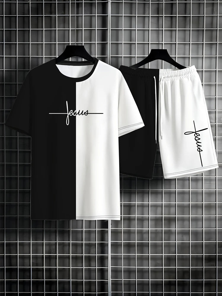 2026 Summer New Arrival Men's Suit Stylish Hip-Hop Style Short-Sleeve Comfortable Fashion Wear Plus Size Athletic Quick-Dry Set