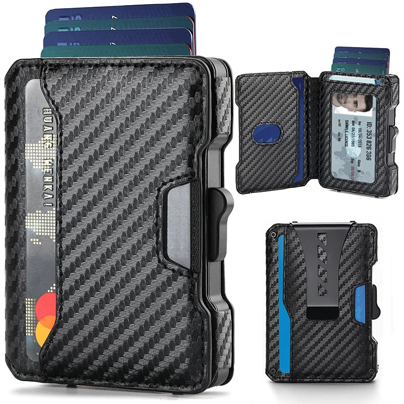 Wallet for Men,Minimalist Slim Mens Wallet with Money Clip,RFID Blocking Smart Pop Up Card Wallet,Metal Credit Card Holder