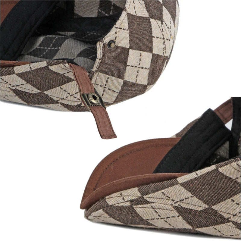 Spring Fall Men's Beret Hat Retro Plaid Herringbone Cap Forward Flat Peaked Cap Women Dailywear Sunshade Cabbie Driving Hat