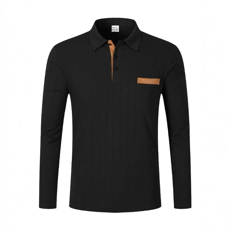 Men's Polo Shirt Long-sleeved Lapel Business Casual Breathable Moisture-absorbing Gentleman