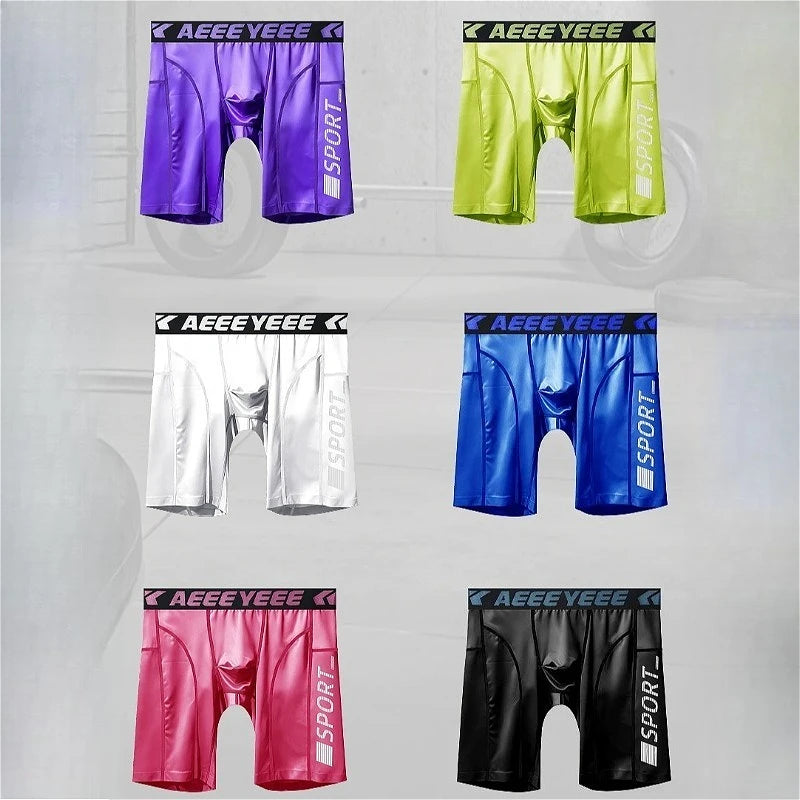 Boxershorts Sports Sexy Mens Long Underwear Quick-dry Shorts U Pouch Men Flat Boxers High Elasticity Man Panties Fitness Running