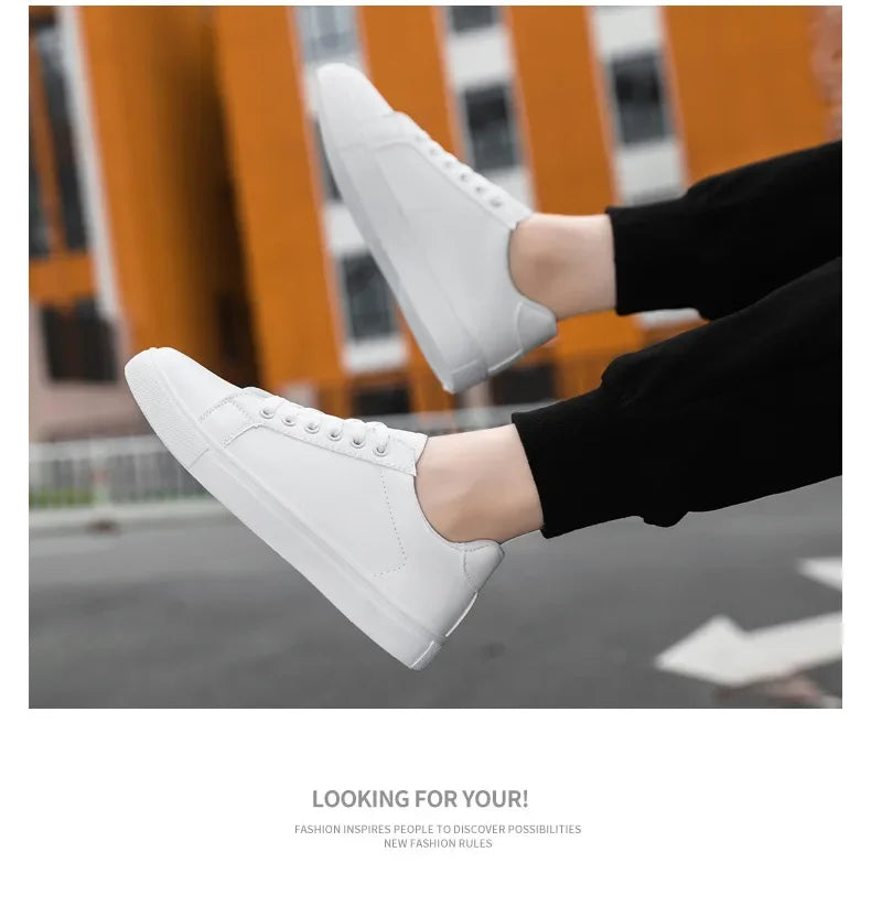 Sneakers Men Shoes 2026Leather Mens Casual Shoes Flat Male Footwear Fashion Black White Shoes Tenis Masculino Skateboard