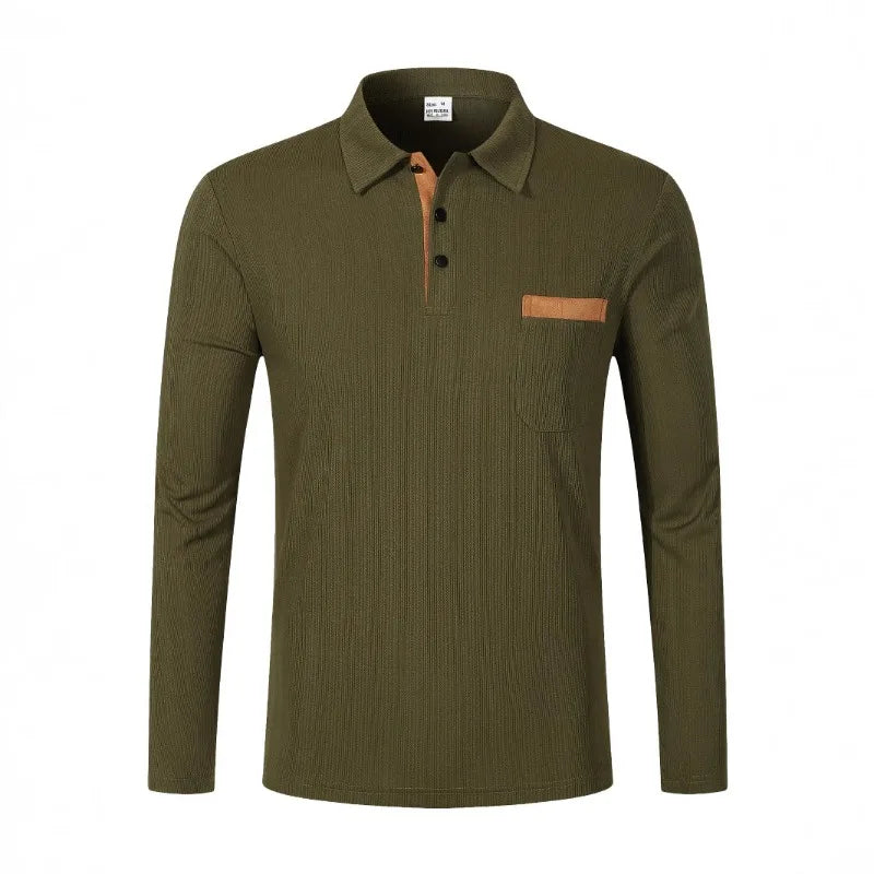 Men's Polo Shirt Long-sleeved Lapel Business Casual Breathable Moisture-absorbing Gentleman