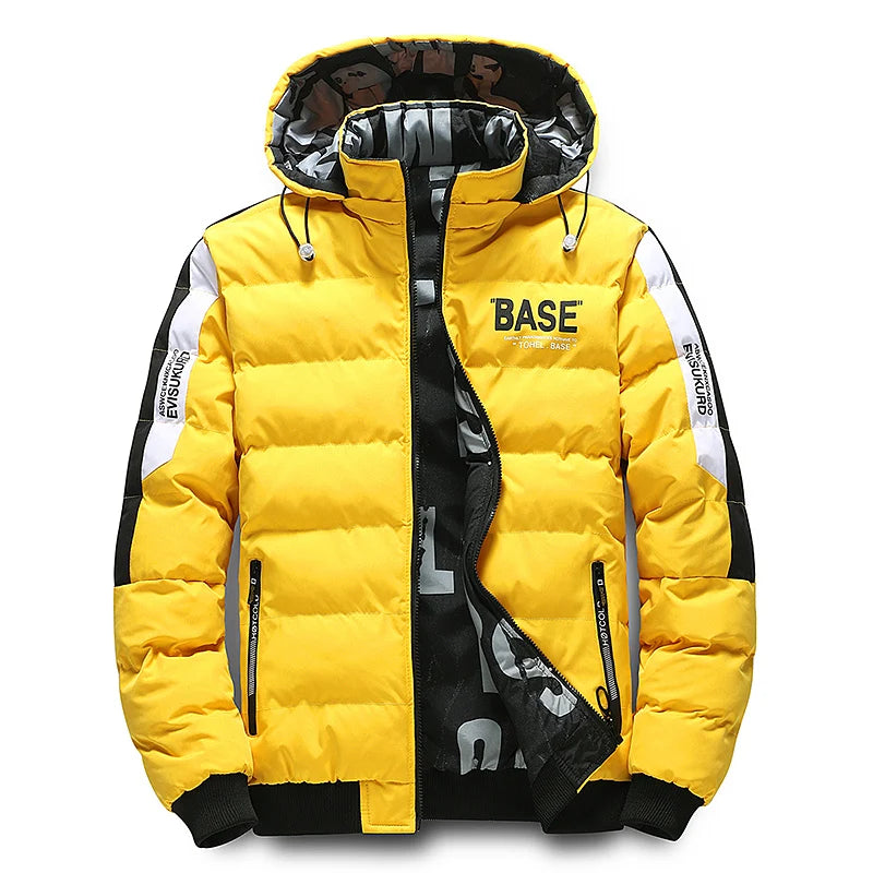 Double Sided Outerwear Men's New Cotton Padded Parkas Men Autumn Winter Jacket Brand Warm Comfortable Down Jacket Removable Hat