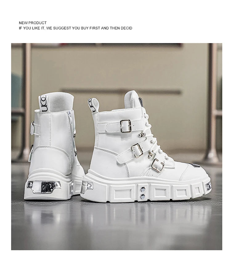 Fashionable Men's High-Top Boots with Comfortable Fabric Lining, Thick and Durable Soles, All-Weather Grip, Suitable for Outdoor Activities, Hiking, Mountaineering, and Camping