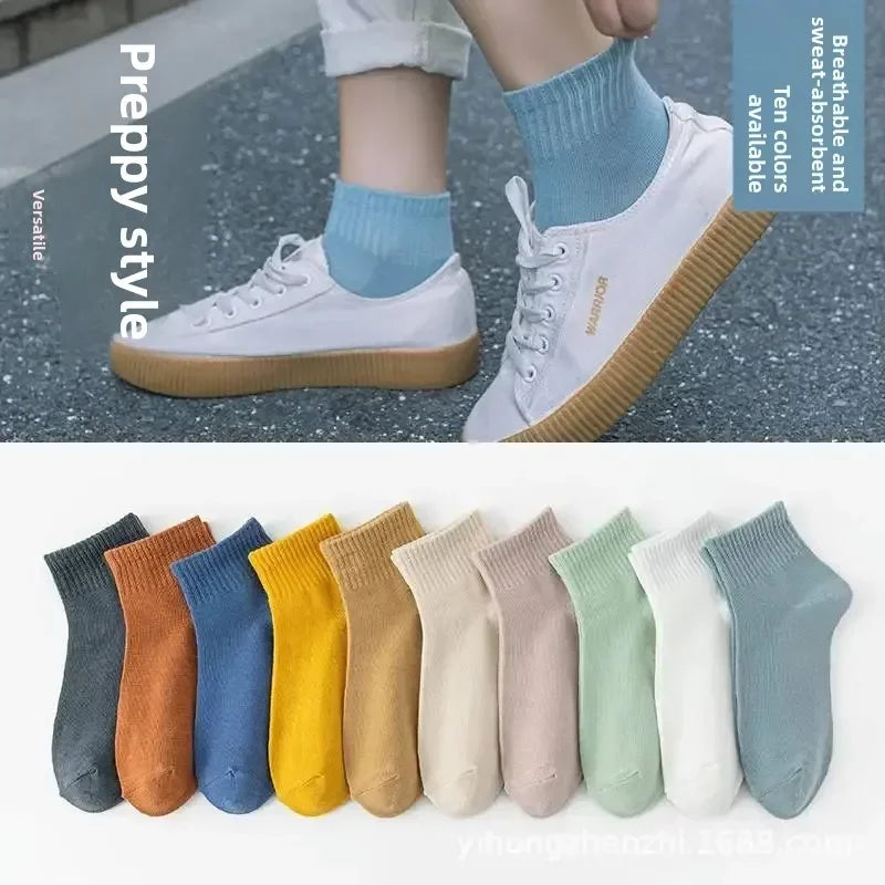 Cotton Men Socks Pack Breathable Socks Set High Quality Short Socks Black Ankle Short Gift For Man Size 39-44 Sox 10 Pairs 1 Lot