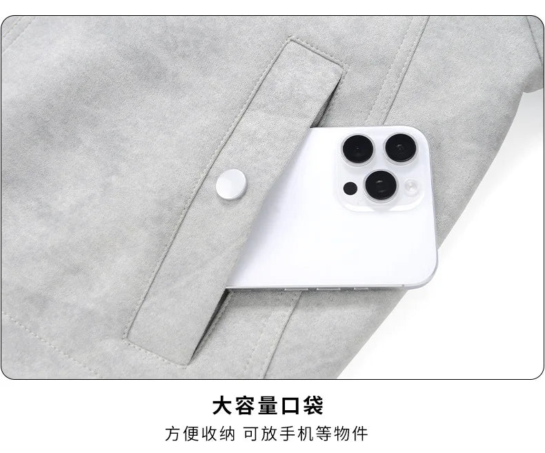 Plus Size 9XL Men Suede Jacket Zipper Oversize Coat Male Motorcycle Big Large 8XL Grey Loose Trend Korean Casual Fashion