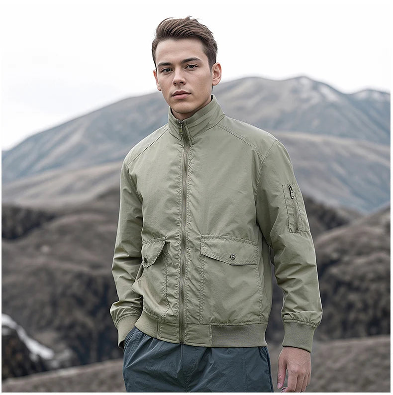 High Quality Handsome Male Jacket Spring Autumn Men's Business Casual Jacket Men Zipper Solid Color Fashion Stand Collar Coats