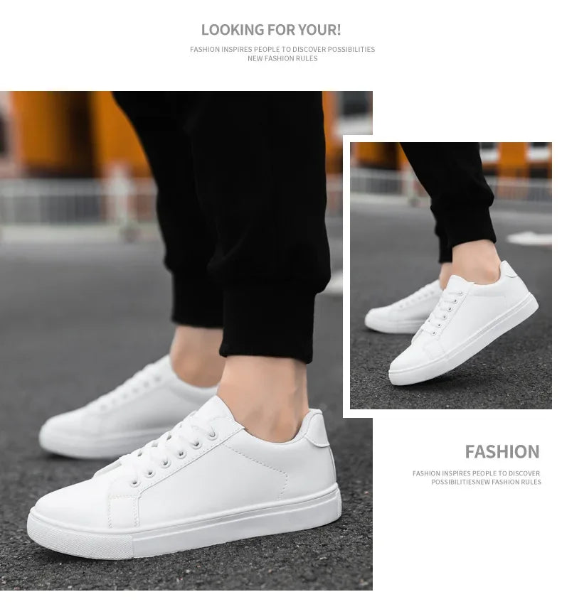 Sneakers Men Shoes 2026Leather Mens Casual Shoes Flat Male Footwear Fashion Black White Shoes Tenis Masculino Skateboard