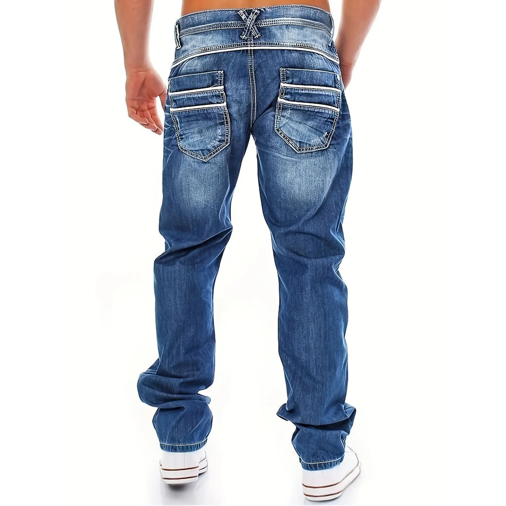 New Men's Retro Loose Casual Straight Leg Jeans Comfortable Classic Fit Men's Denim Pants