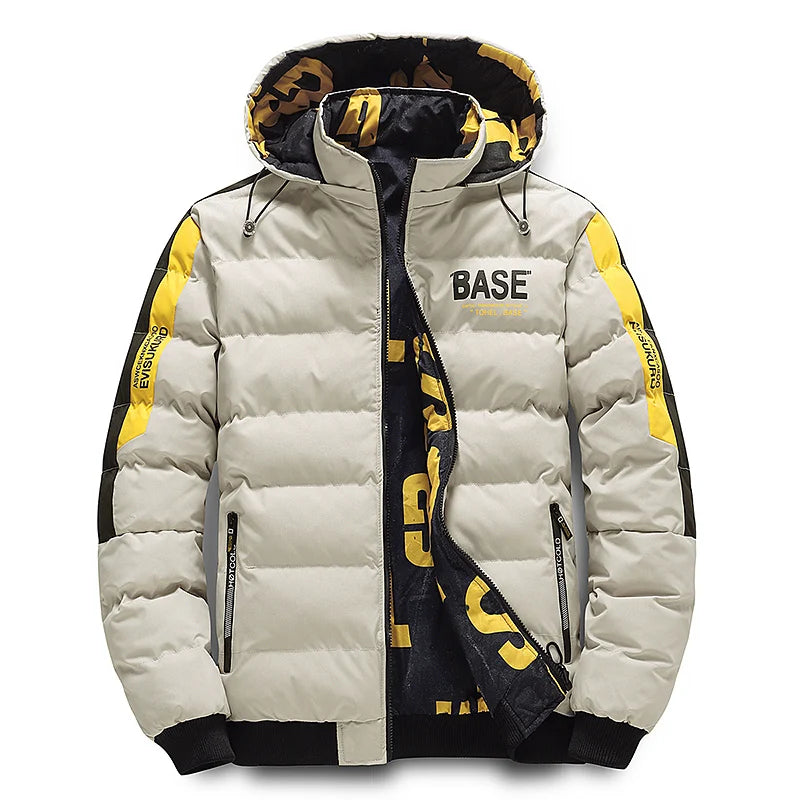 Double Sided Outerwear Men's New Cotton Padded Parkas Men Autumn Winter Jacket Brand Warm Comfortable Down Jacket Removable Hat