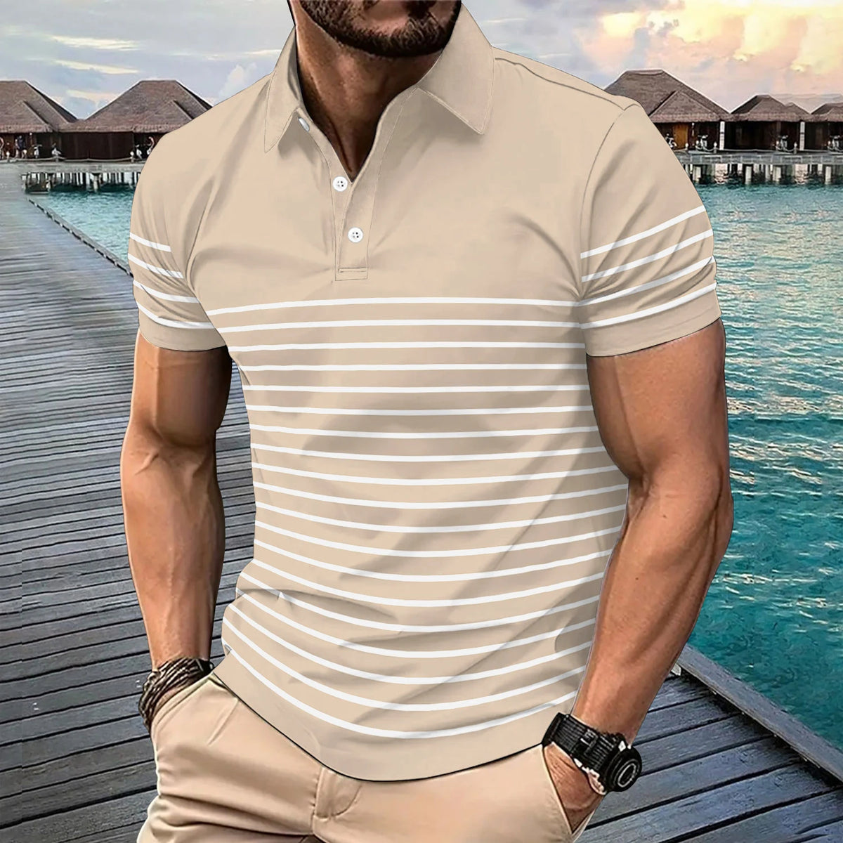 New Men's Short-Sleeved Polo for Summer Casual Outdoor Outings Sports Parties, Polo Fashion Collar Design