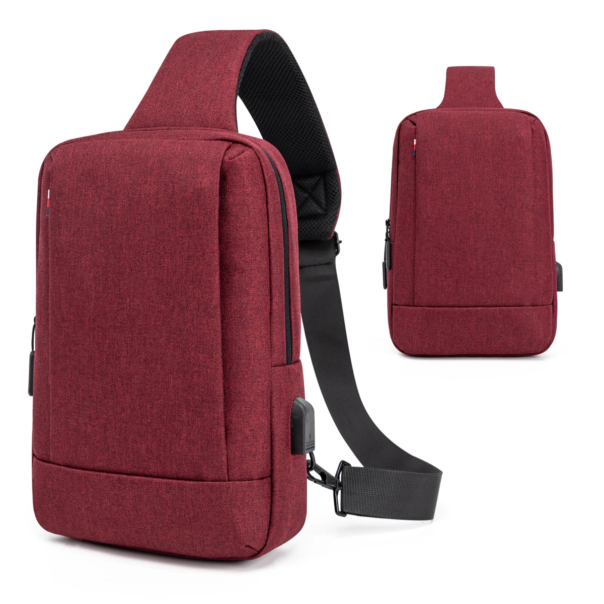Men Bag Fashion New Solid Color Men Chest Bag Outdoor Casual Fashion One Shoulder Crossbody Bag Nylon USB Charging Shoulder Bags