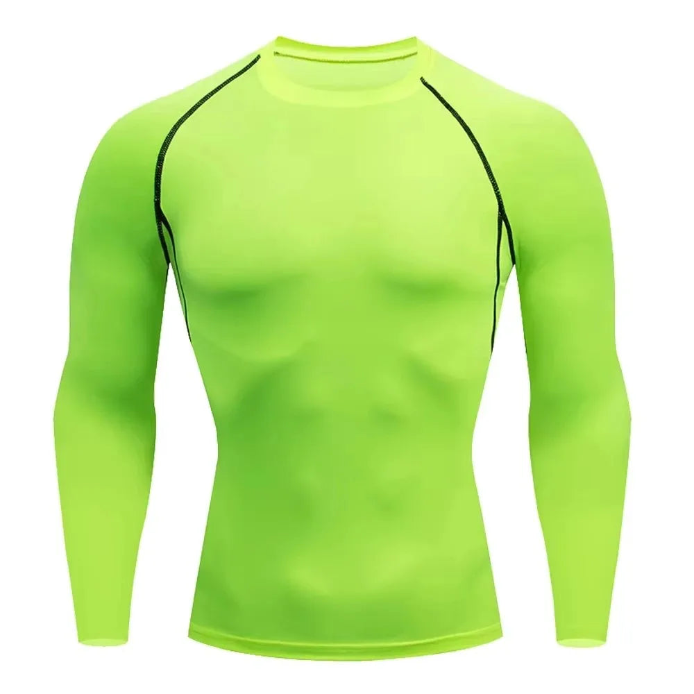 Men Gym Sport T-shirt Compression Elastic Quick Dry Tight Sweat-Wicking Breathable Jogging Running Fitness Athletic Workout Tee