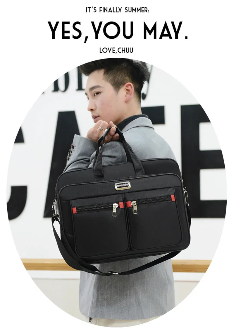Simple Tote Men Business Briefcase Handbag For 15.6 inch Laptop Bags Large Capacity Shoulder Bags Travel Notebook Messenger Bag