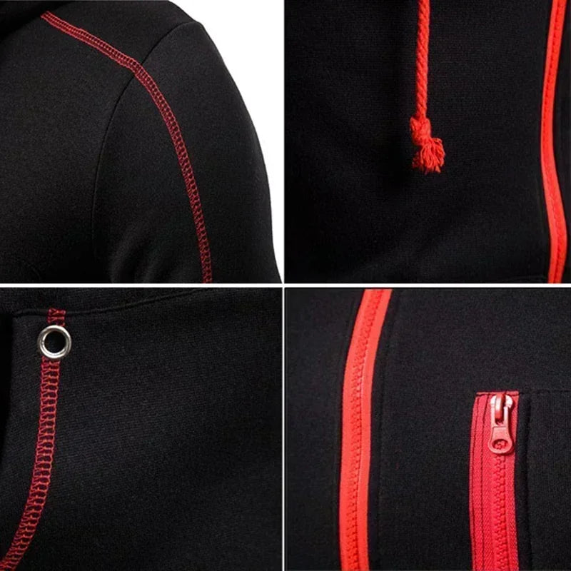 Autumn and Winter 2025 New Men's zippered jacket sportswear set, outdoor jogging men's casual sweatshirt + Pants 2-piece set