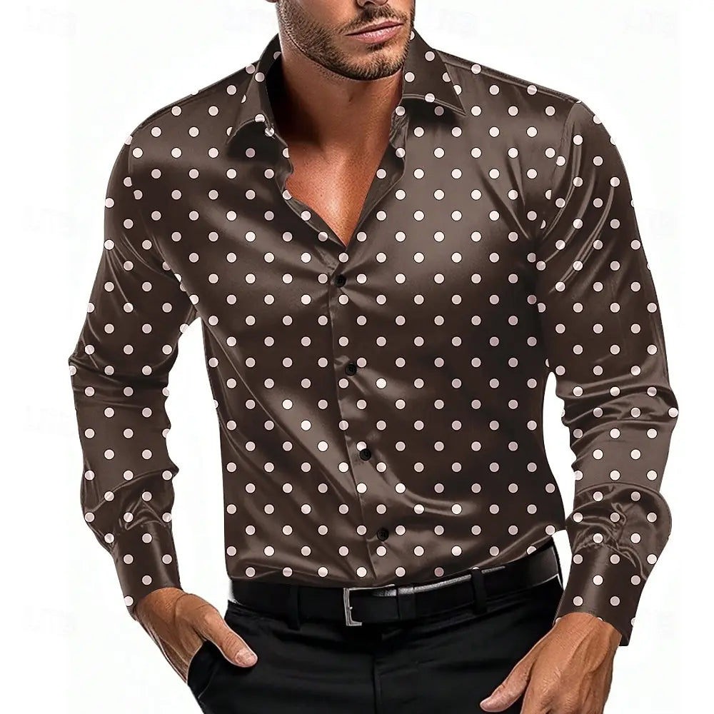 2026 Men's Geometric Round Dots Shirt  Long Sleeve Fashion Casual Vacation Dailywear Summer Spring  3D Print Button Up Shirts