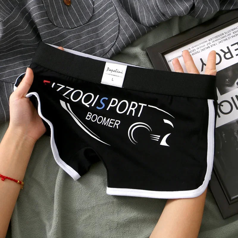 Men's Boxers High Elastic Letter Printed Underwear Sports Breathable Large Size Boxer U Convex Pouch Lingerie Underpants