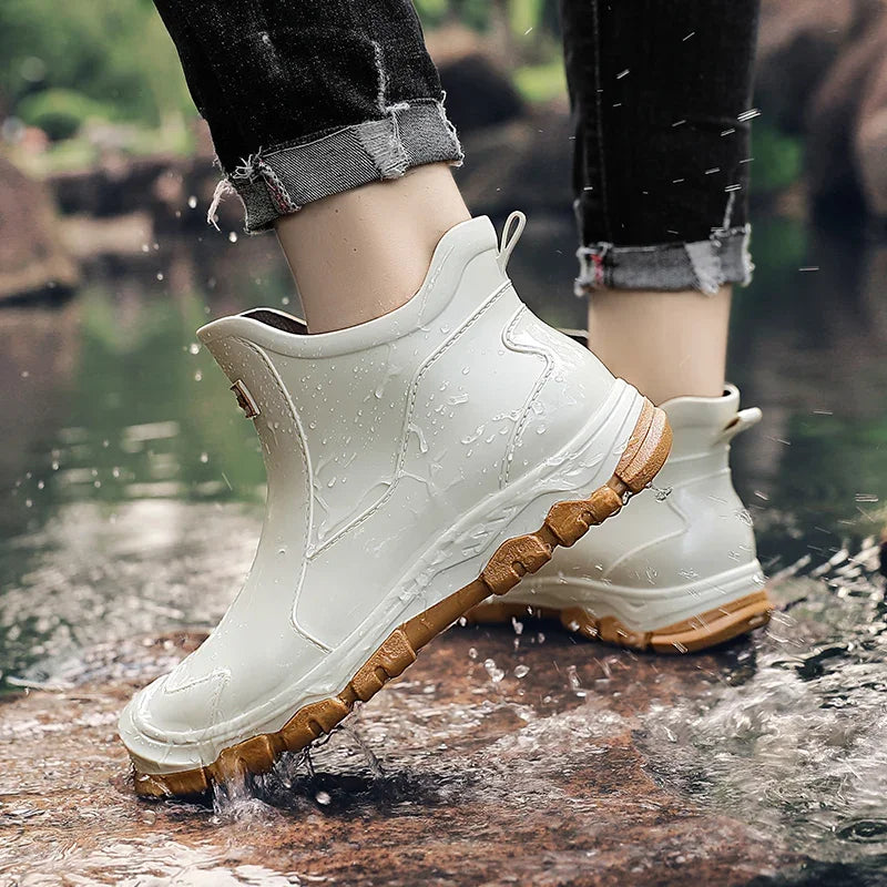 Men's Rain Boots New Outdoor Casual Men's Ankle Hiking Fishing Water Shoes Waterproof Work Boots Anti Slip Men's Shoes
