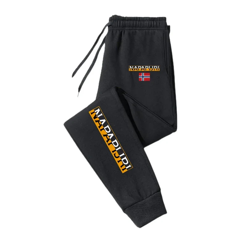 Men Casual Jogger Pants Elastic Waist Drawstring Sweatpants with Pockets Tapered Cuffed Gym Running Sport Trousers