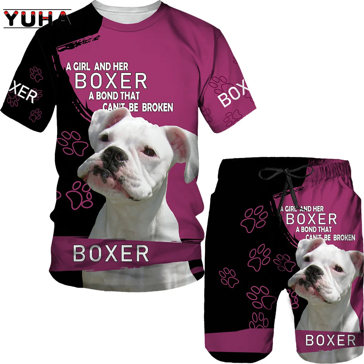 YUHA, Rottweiler Dog 3d Printed T Shirt/T-shirt Shorts Set Male Summer Sportwear Casual Men's Tracksuit Fashion Men's Clothing S