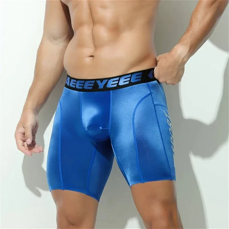 Boxershorts Sports Sexy Mens Long Underwear Quick-dry Shorts U Pouch Men Flat Boxers High Elasticity Man Panties Fitness Running