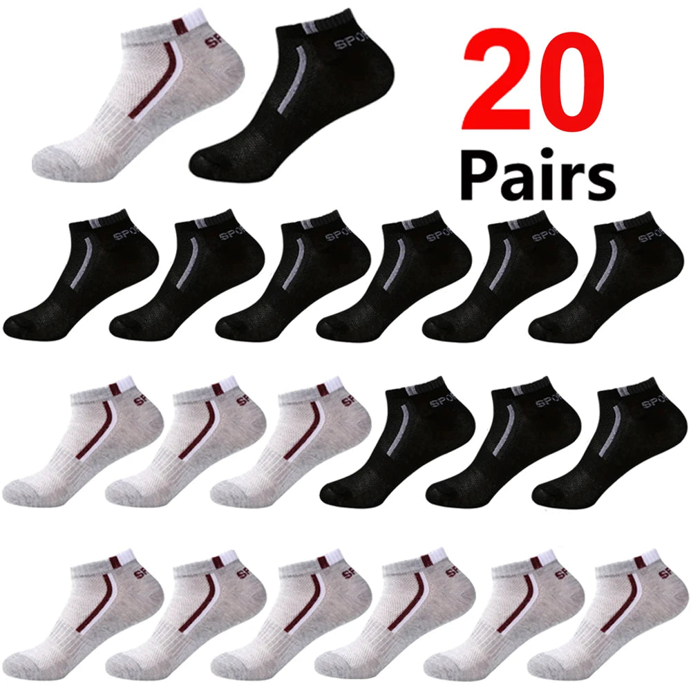 30Pairs Men Socks Mesh Breathable Short Casual Socks Color-block Sports Sock Sports Socks Absorb Sweat Ankle
