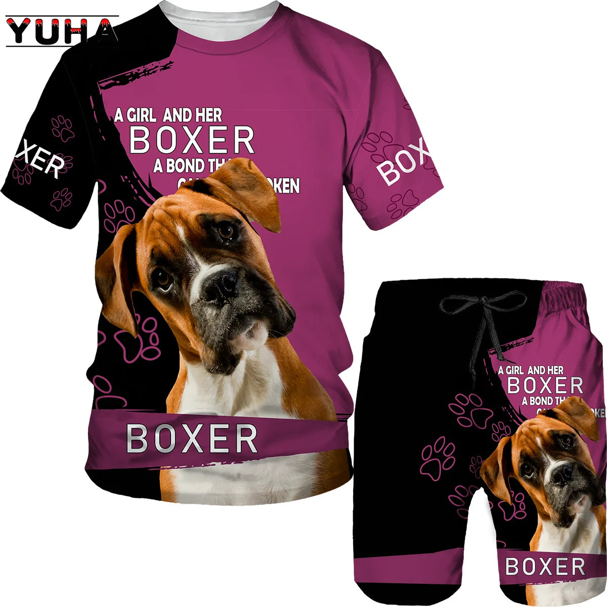 YUHA, Rottweiler Dog 3d Printed T Shirt/T-shirt Shorts Set Male Summer Sportwear Casual Men's Tracksuit Fashion Men's Clothing S