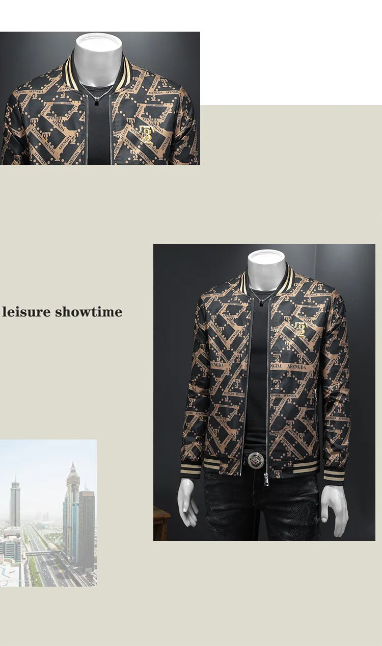 Autumn Winter Baseball Jacket Men Luxury Printed Casual Business Bomber JacketS Social Streetwear Windproof Outdoor Coats M-4XL