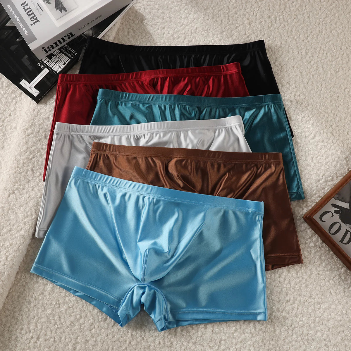 Men's Glossy Panties Boxers Underwear Sexy Men Breathable Boxershorts Underpants Man Solid Boxers Hombre Boxer Shorts Slips