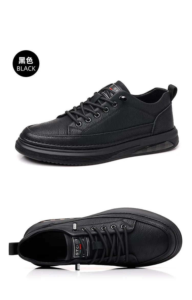 Men's Shoes 2026 New Solid Color Sneakers Spring Autumn Shoes for Men Fashion Leather Casual Shoes Male Black Designer Sneakers