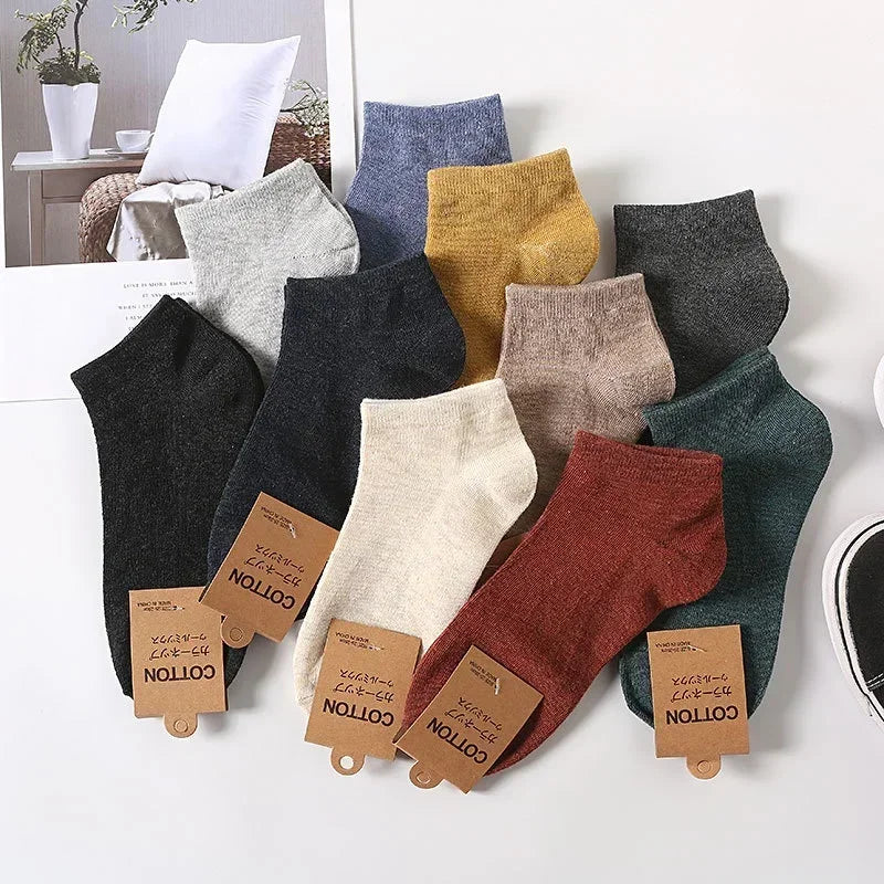 Cotton Men Socks Pack Breathable Socks Set High Quality Short Socks Black Ankle Short Gift For Man Size 39-44 Sox 10 Pairs 1 Lot