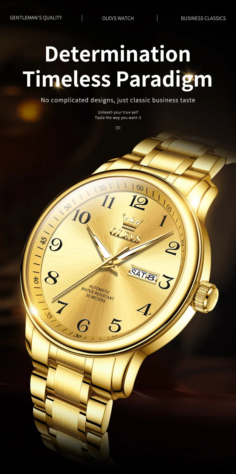 OLEVS 7072 Men Watches Original Business Automatic Mechanical Watches For Man Stainless Steel Waterproof Luminous Day Date Wrist