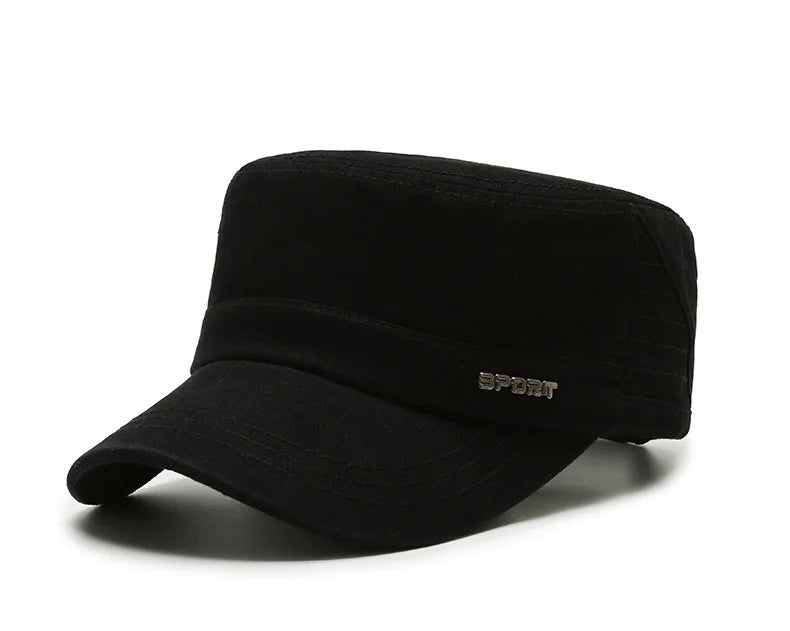 Hat Men's Flat Military Hat Is Simple And Versatile, Middle-Aged Hat Spring And Autumn Duck Tongue Casual Fashion New Style