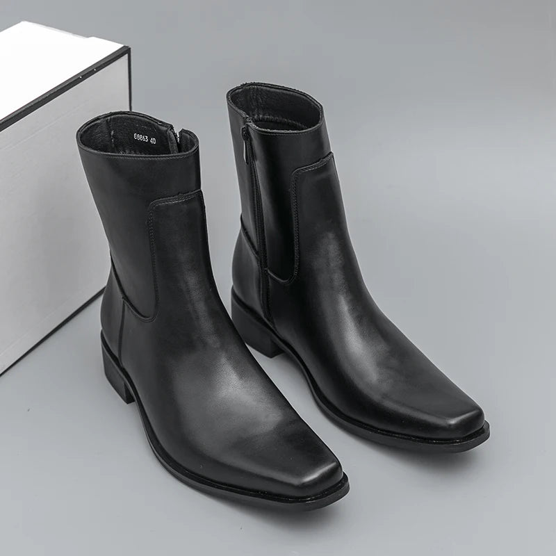 Men Boots Business Chelsea Boots Black Brown Side Zippers Men Casual Comfortable Fashionable Knight Shoes Zapatos Para Hombre