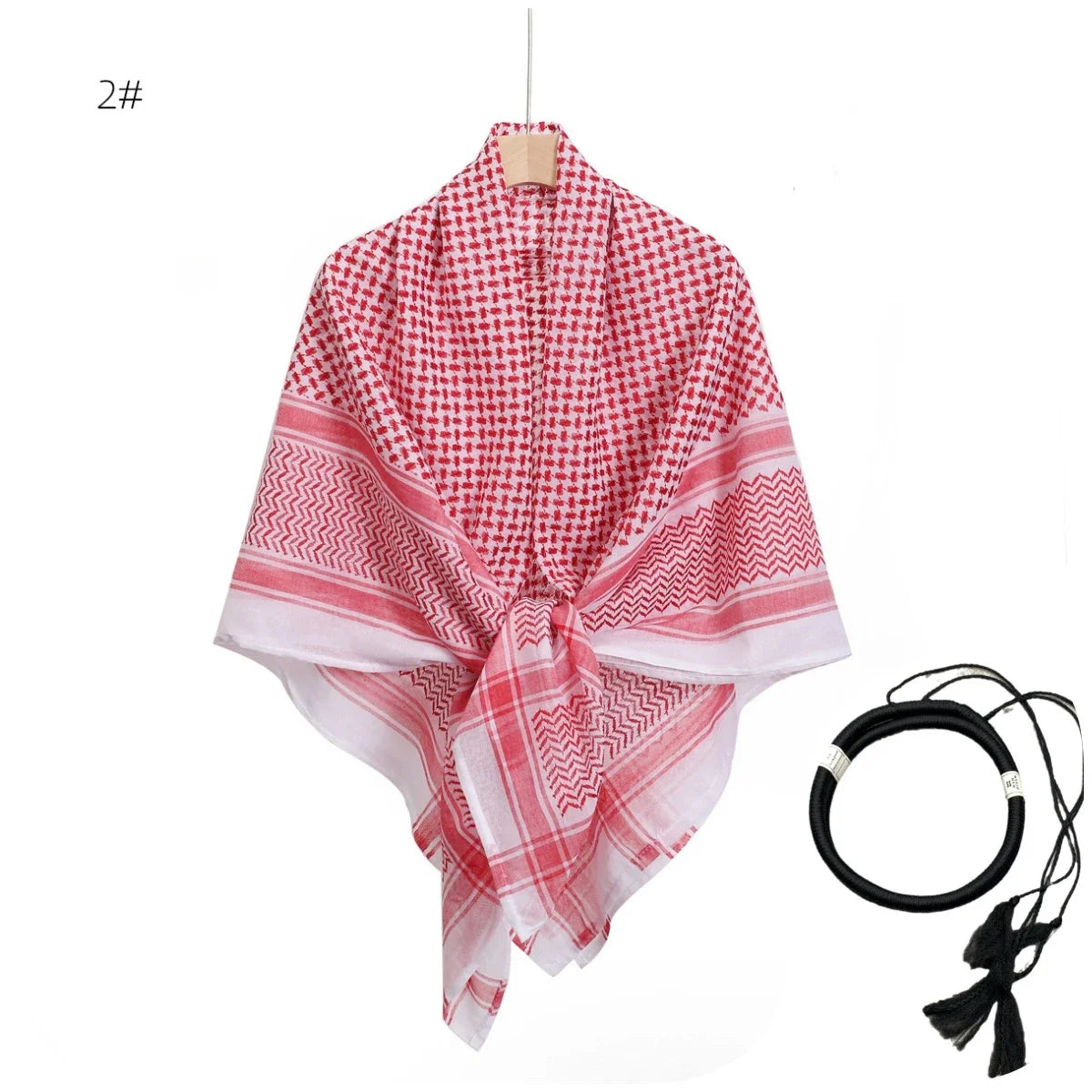 Arab Shemagh Muslim Keffiyeh Head Wrap Tactical Desert Head Neck Scarf Military Shawl Arabic Scarf Headwear with Agal Rope