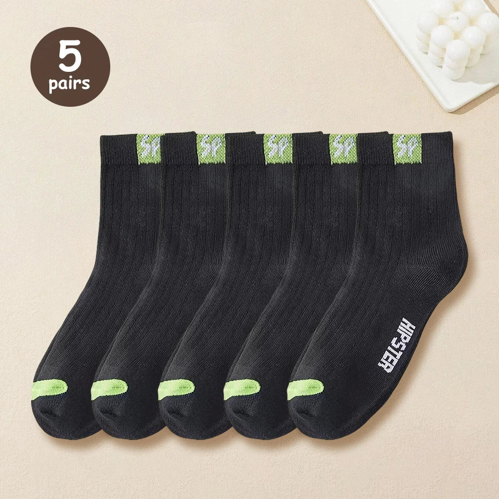 5/10/15/20 Pairs Men Socks Breathable Cotton Sports Stockings Comfortable Men Socks Sweat Absorption Business Socks Letter Print